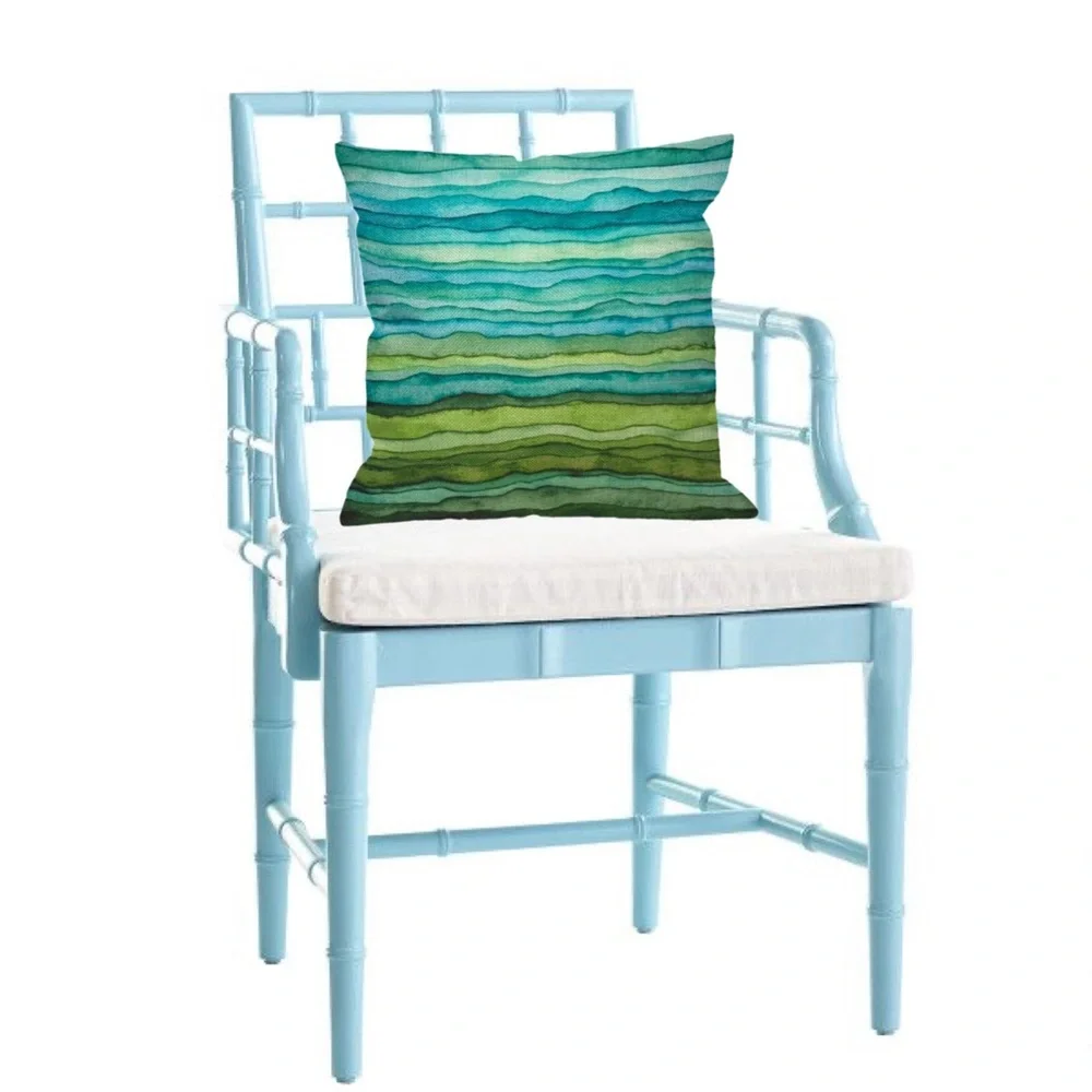 Luxury Home | Coastal Chic Turquoise & Lime Green Watercolor Throw Pillow Cover